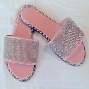Hot season must have pink jeweled shoes